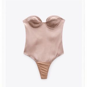 Brand New Zara dusky pink satin bodysuit